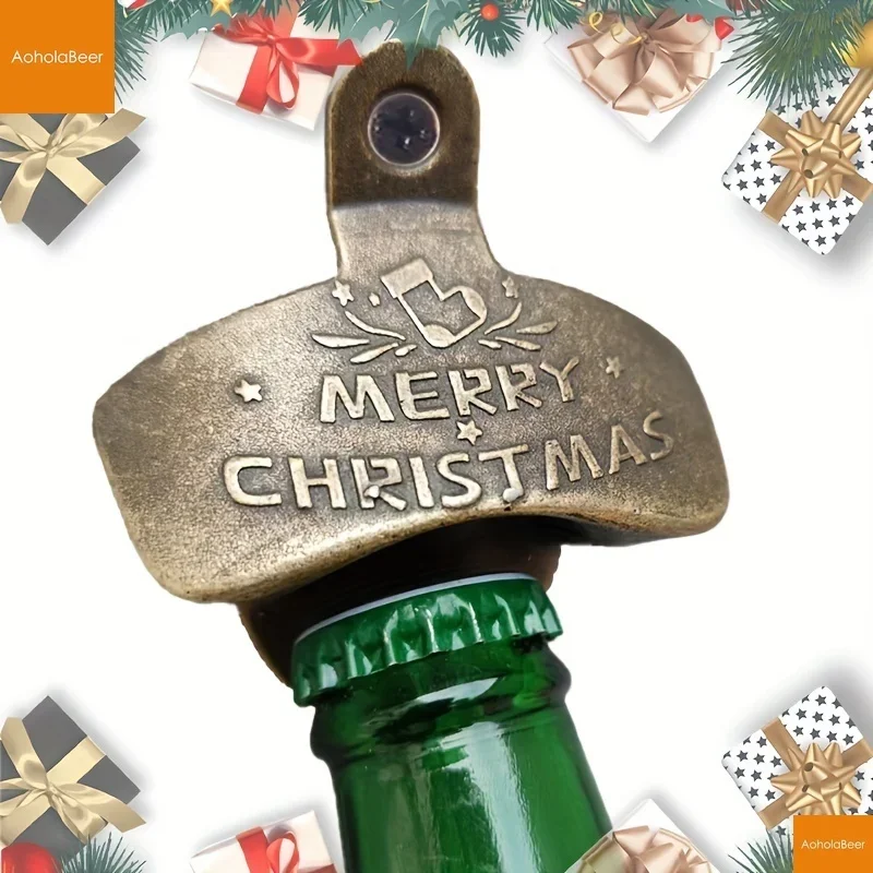 

1pc Merry Christmas Bottle Opener Wall Mounted Retro Beer Opener for Bar Pub BBQ DIY Alloy Opener Home Decor Chirstmas Gifts