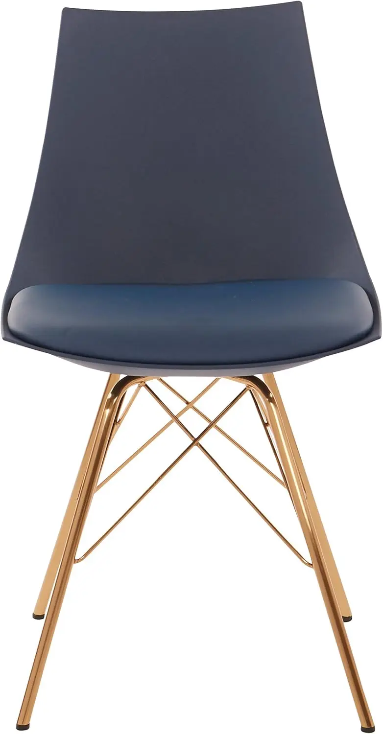 

Oakley Mid- Modern Bucket Dining Chair With Faux Leather Padded Seat, Navy Blue