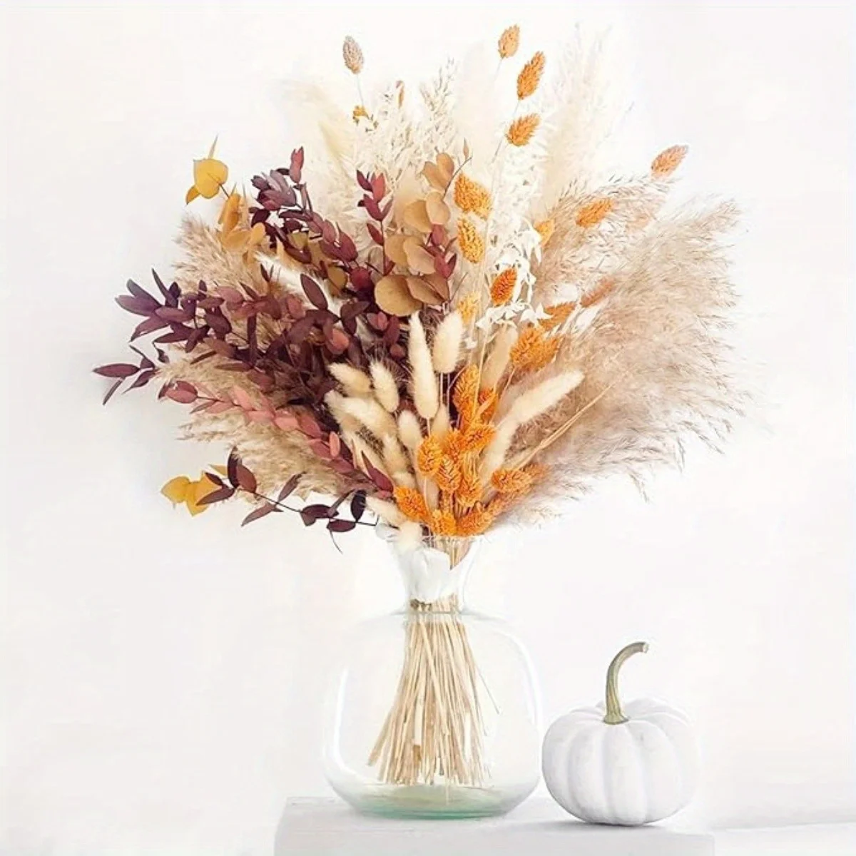 

84pcs Pampas Dried Flowers Bunny Rabbit Tail Bouquet Boho Home Vase Decor Artificial Flower Eucalyptus Wedding Party Decoration