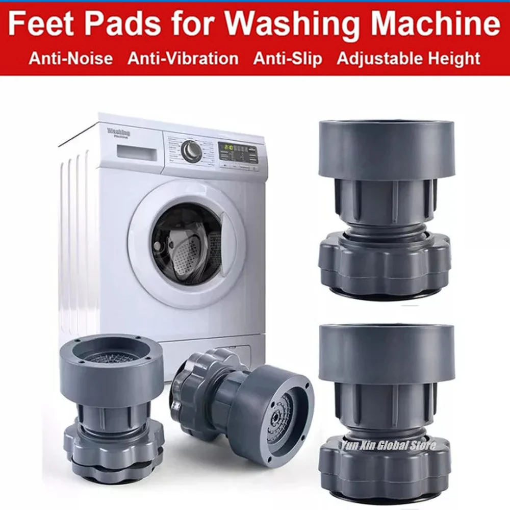 4Pcs Adjustable Height Washing Machine Foot Pad Anti Vibration Mat Anti-vibration Pad Universal Noise-reducing Leg Base Support