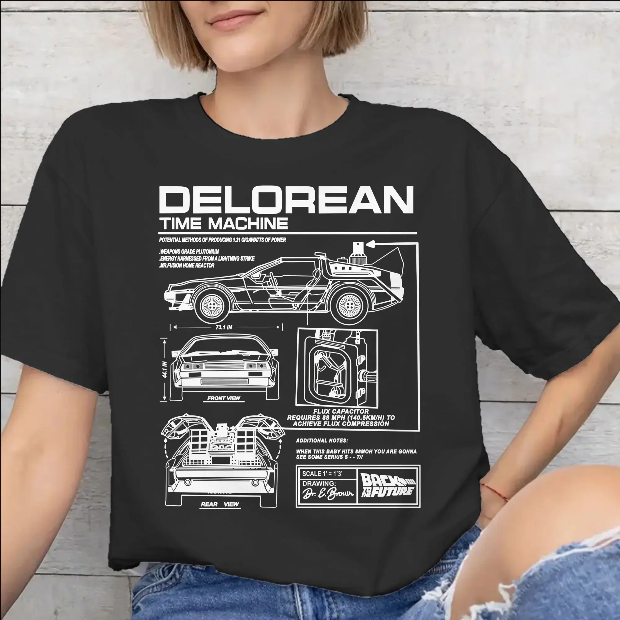 Men Women Print Vintage Classic Car Back to the Future  Tee T Shirt Cotton  T-shirts Clothing