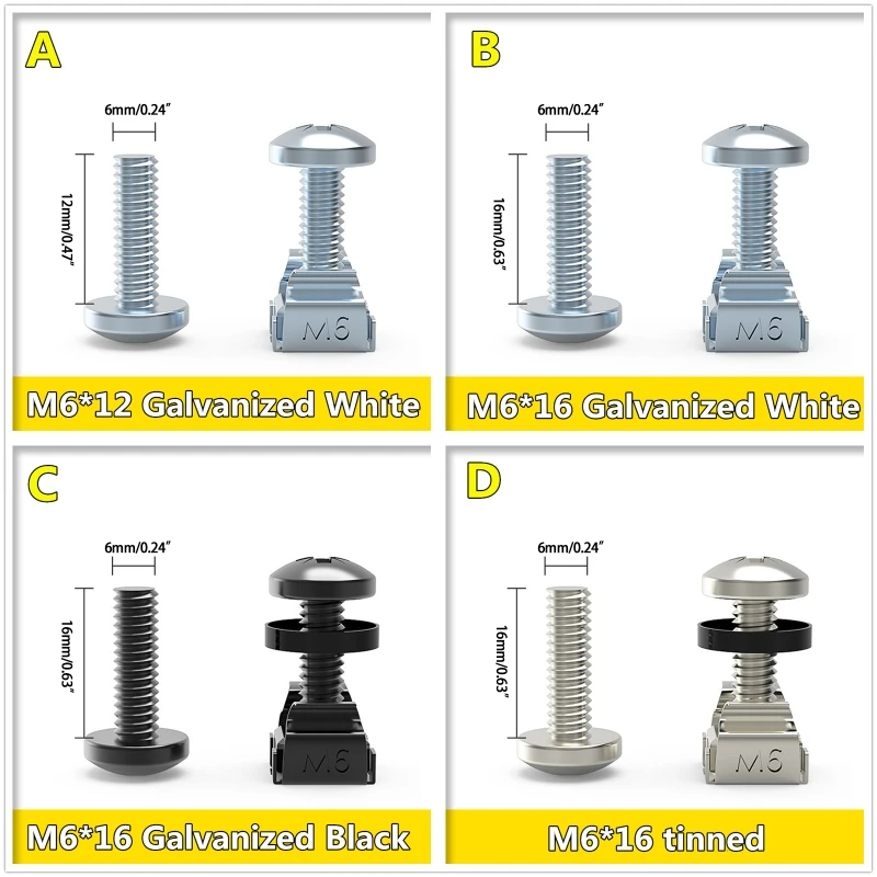 R9JA Hohe Qualität Carbon Stahl Käfig Muttern Und Schrauben Set Made oder Rack Montieren Server