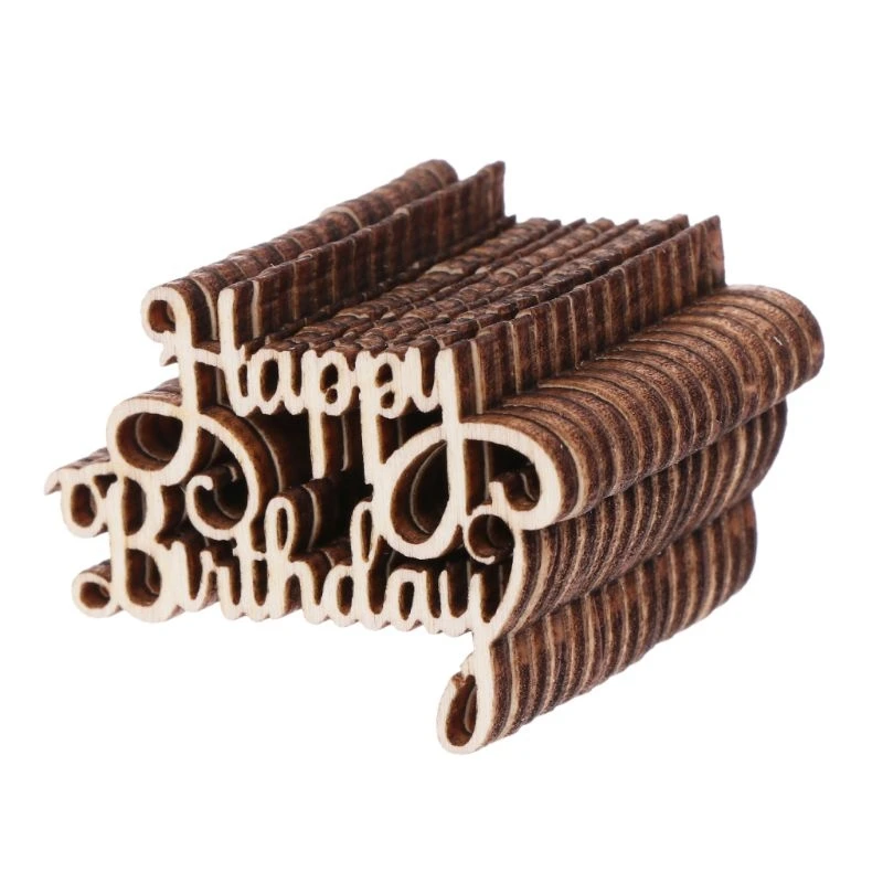 15Pcs Wooden Happy Bithday Table Confetti Scatter Vintage Rustic Party Decor for