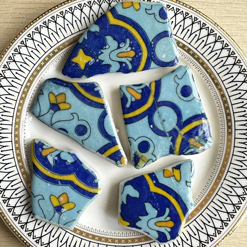 100 جرام متعدد الألوان غير النظامية السيراميك بلاط الموزاييك DIY بها بنفسك فسيفساء صنع الحجارة للحرف هواية الفنون الجدار الديكور البتلة البيضاوي 917 #4