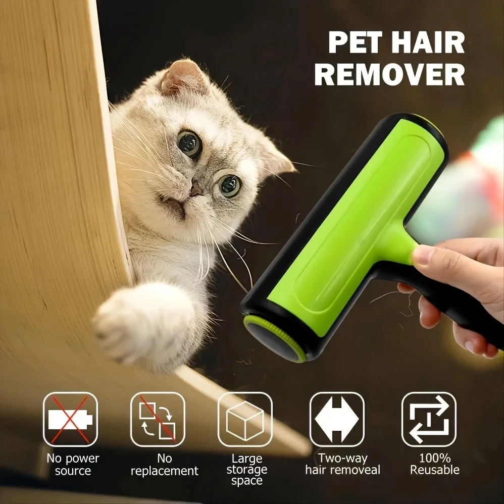 Reusable Pet Self-Cleaning Hair Remover Roller Fur Multi-Surface Lint Roller Removal Brush Tool