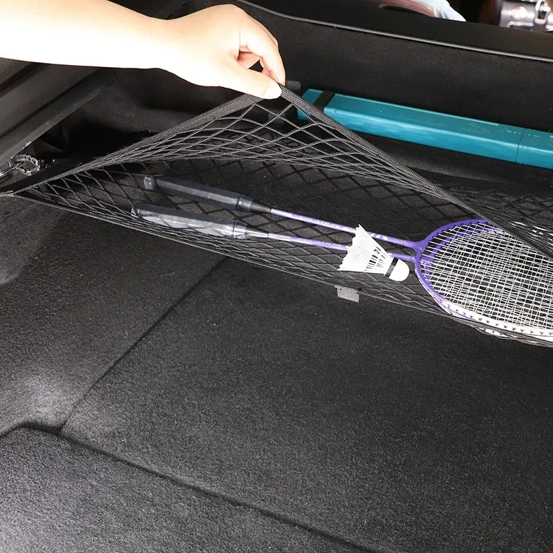 

For Jaguar F-TYPE 2013-2022 Nylon Black Car Trunk Cargo Organizer Storage Elastic Mesh Bag Luggage Cargo Car Accessories