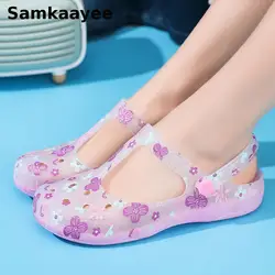 36-41 Womens Sandals Summer Female Mules Clogs Slippers Mujer Garden Shoes Soft Bottom Breathable Flower Jelly Beach Zapatos y13