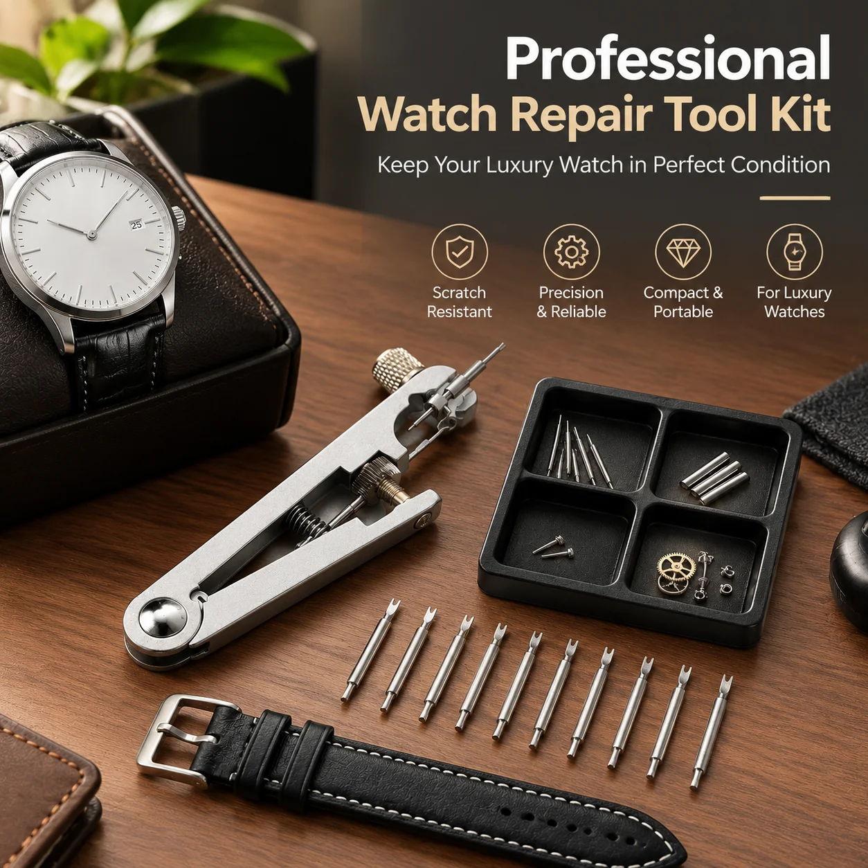 Spring Bar Pliers Watch Repair Tool - V-Shaped, Scratch-Resistant Band Remover for Luxury Delicate Watch Maintenance
