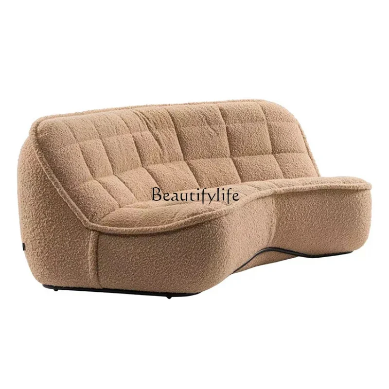 

Modern simple living room hotel apartment homestay design sense curved fabric leisure sofa