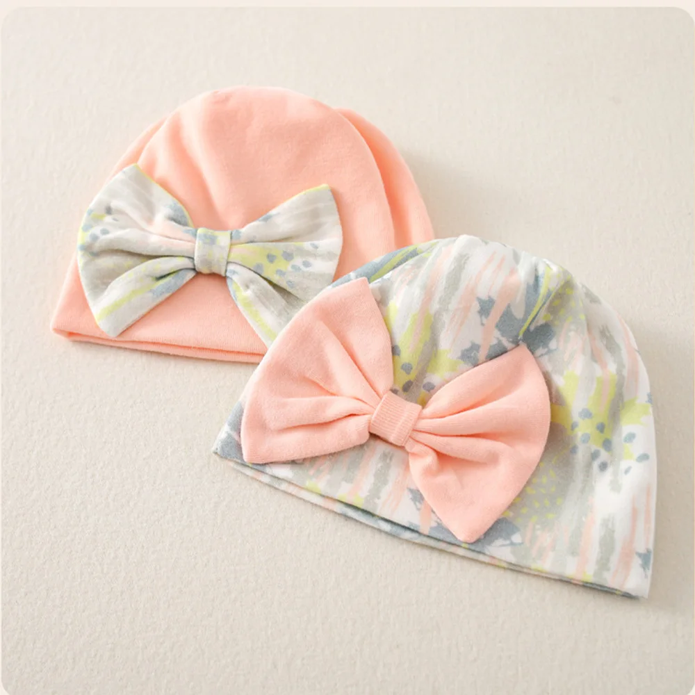 Baby Girl Hat Cotton Big Bow Cute Spring Summer Autumn Winter Newborn Baby Caps 0-3 Months Hospital Beanie