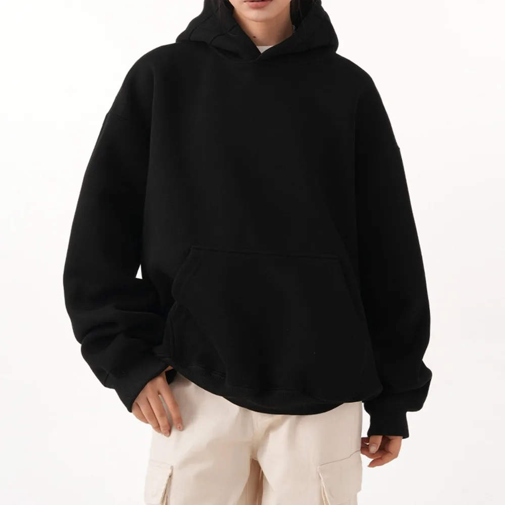 سويت شيرت بقلنسوة لكل من الرجال والنساء، قميص خريفي عصري فضفاض عالي الجودة بلون سادة #1