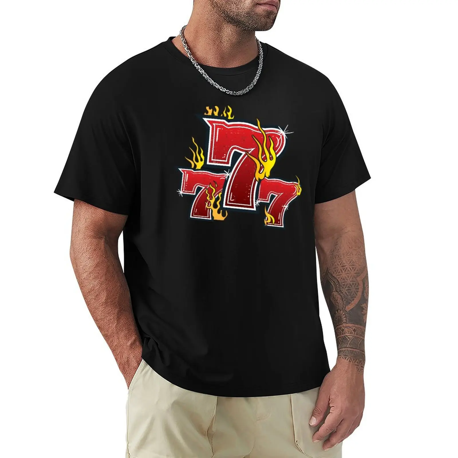 777 Lucky Slot Machine Numbers Jackpot T-Shirt Breathable Sportswear T-Shirt for Men