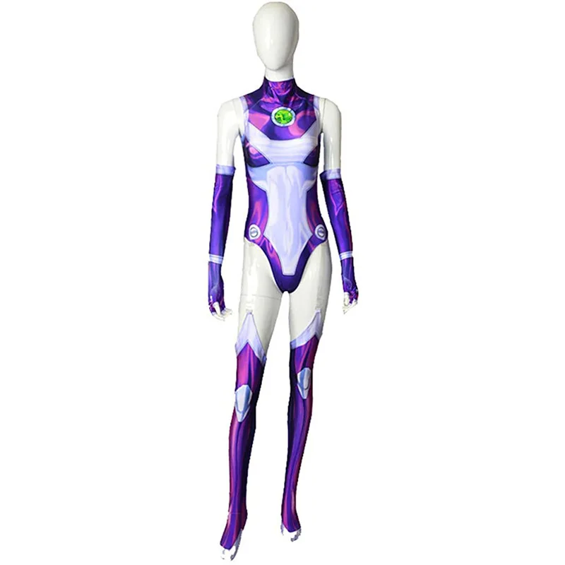 بدلة Starfire الخارقة Zentai بدلة الهالوين التأثيرية أزياء مثيرة للنساء ملابس حفلات الكرنفال