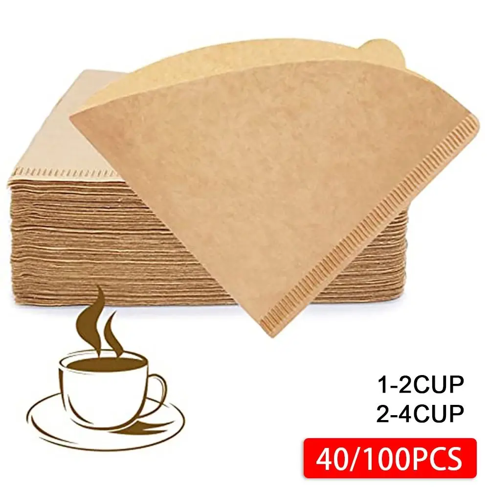 40/100Pcs Filter Paper Hand-brewed Coffee Special Conical Wood Pulp Portable Pull-out Drip Filter Paper Household Cafe Tools