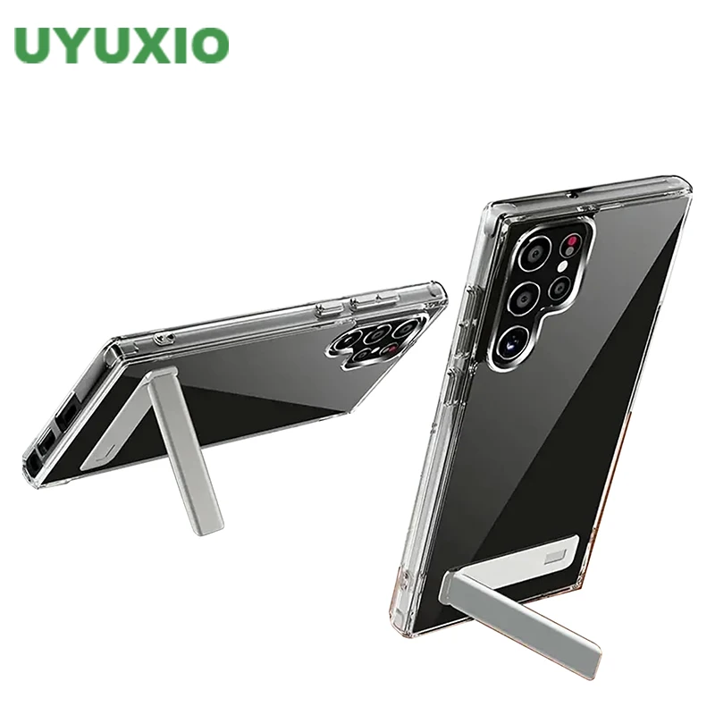 UYUXIO Transparente Handyhülle mit Ständer für Samsung Galaxy S26 S25 S24 S23 Ultra Plus 22 Hüllen mit Kickstand-Abdeckung und Halterung
