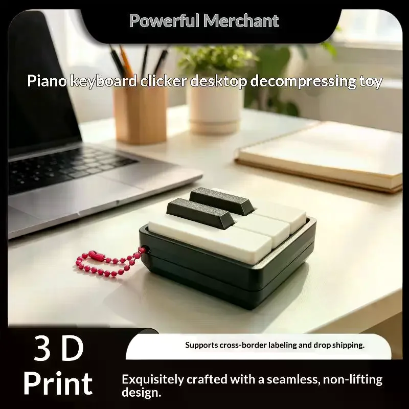 Fun Creative Mini Piano Key Fidget Toy 3D Printed Tactile Click Design Relax Fidget Stress Relief Pendant For Office Daily Carry