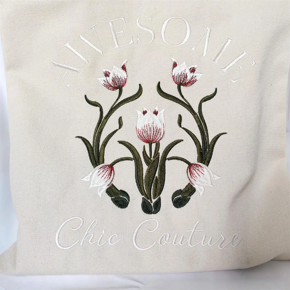 Cotton Handbag Tote Books Bags for College Flower Summer Women Canvas Shoulder Bag