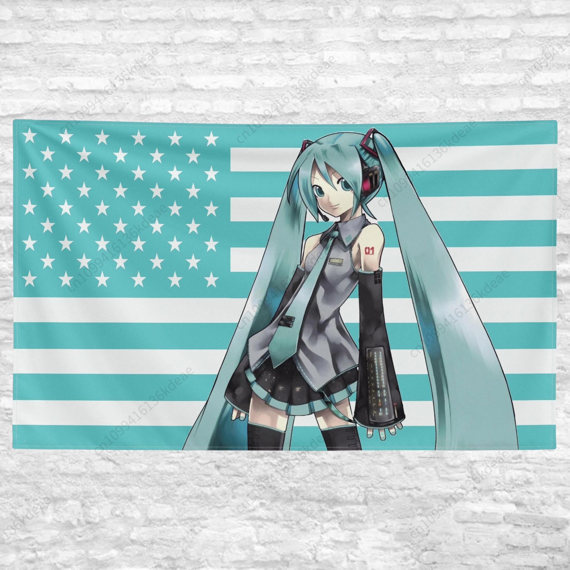 

Creative Anime Tapestry H-Hatsunes M-Mikus Cute Tapestries Wall Hanging Cloth USA Flags Cartoon Background Cloth Fans Home Decor