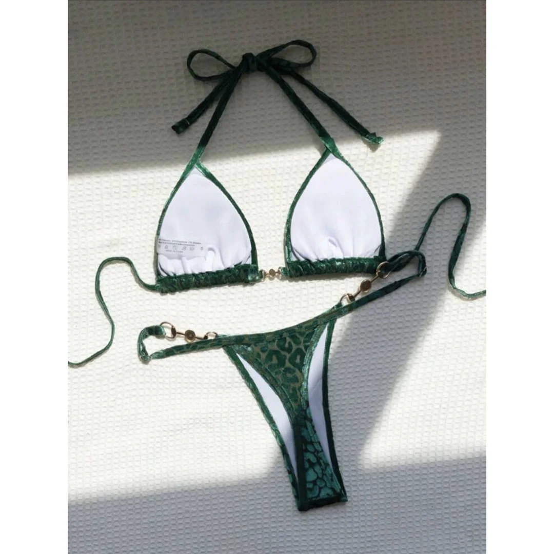 S - XL Leopard Pearl Mini Micro Thong Bikini Damen Badeanzug Frauen Bademode Zweiteiliges Bikini-Set Badeanzug Schwimmanzug V5207B – Detail 36