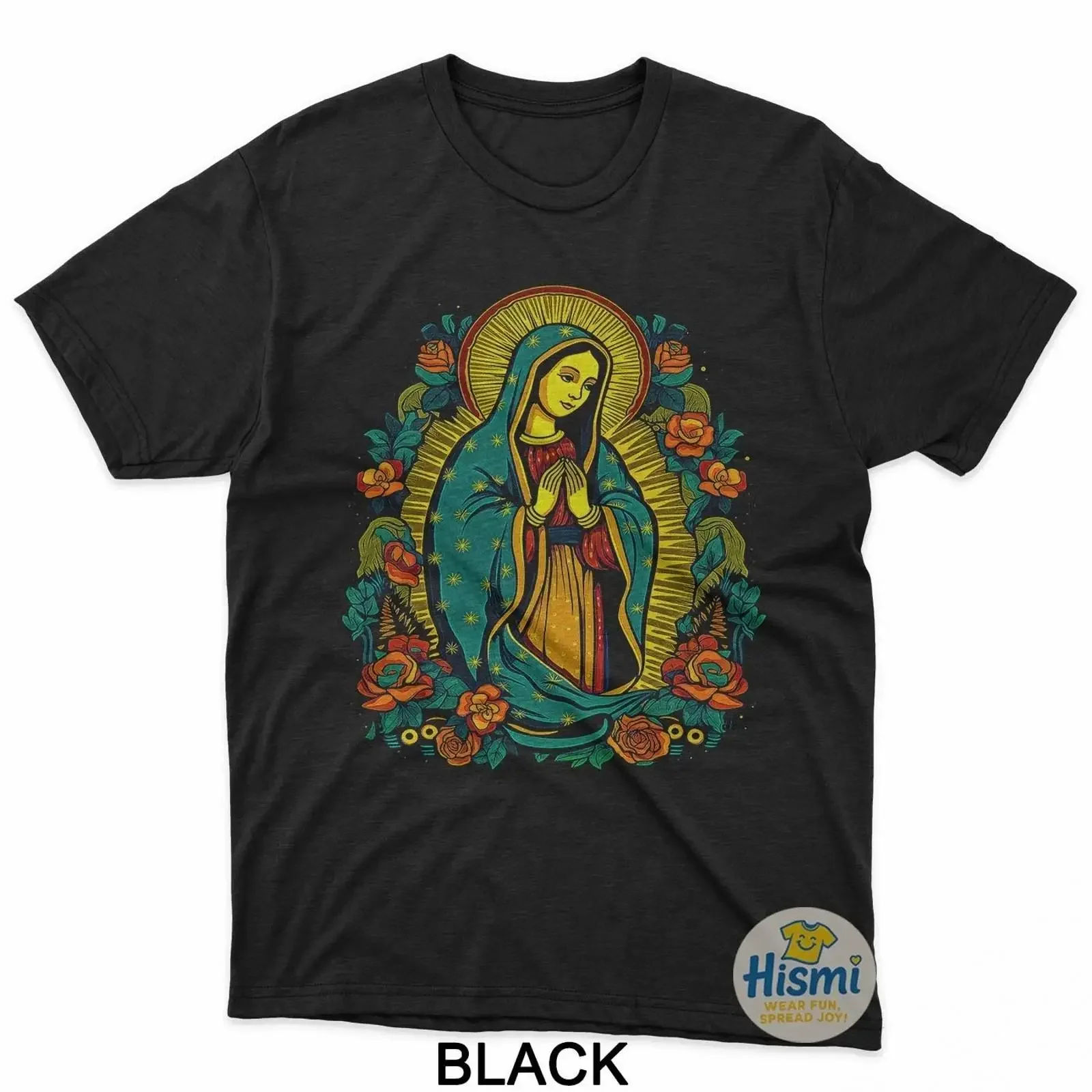 Our Lady of Guadalupe Pop Art Style Religious T Shirt vintage Washed Slightly Breathable streetwear Unisex fashion Casual