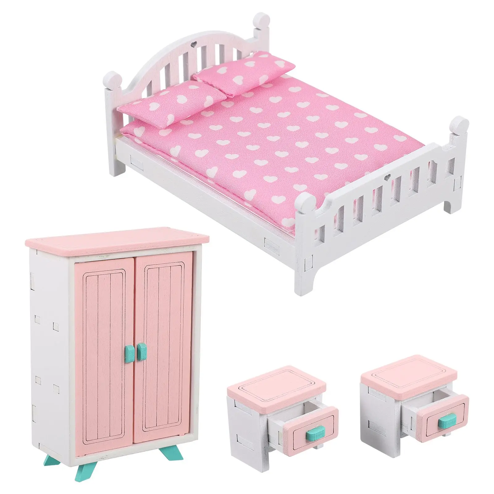 

Miniature Furniture Set Dollhouse Accessories Toddler Pretend Play Bedroom Scene Mini Furniture Toy