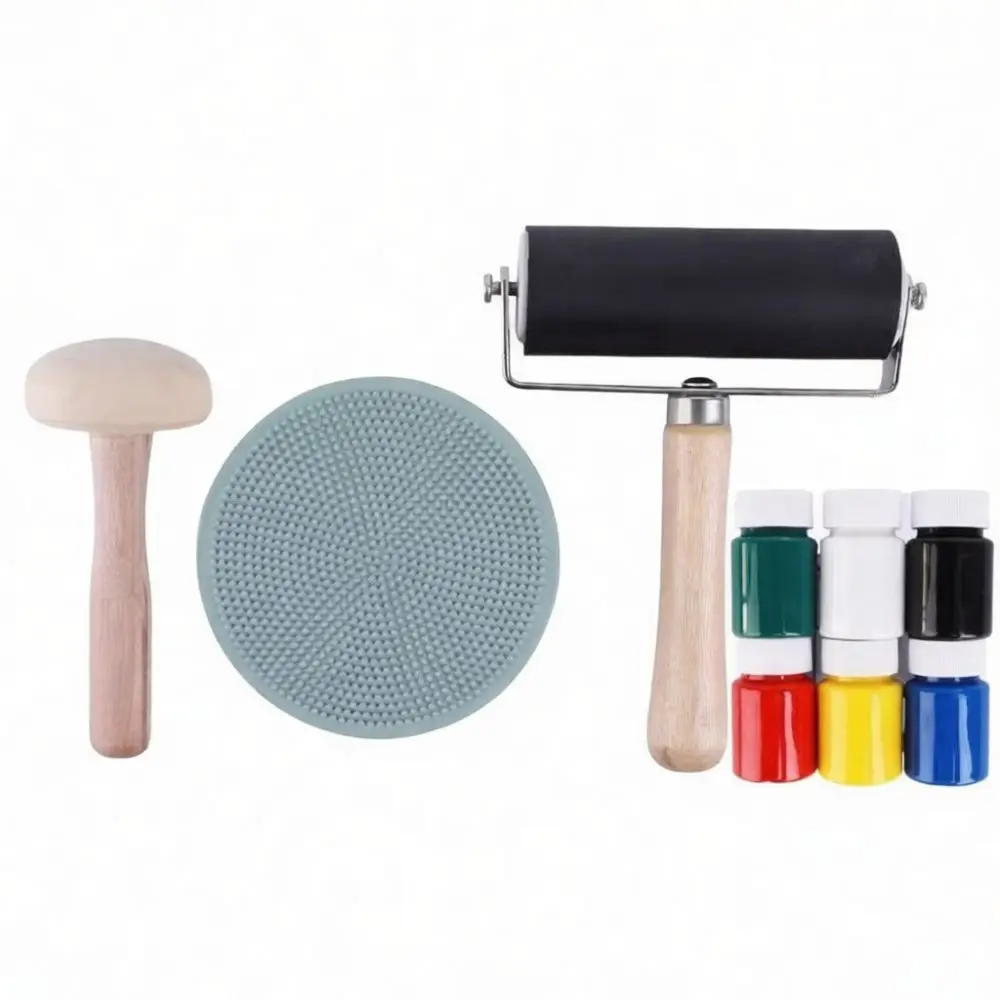 Durable Ink Roller For Printmaking Art Supplies Rubber Brayer Set Professional Crafting Tools Kids Drawing Equipment