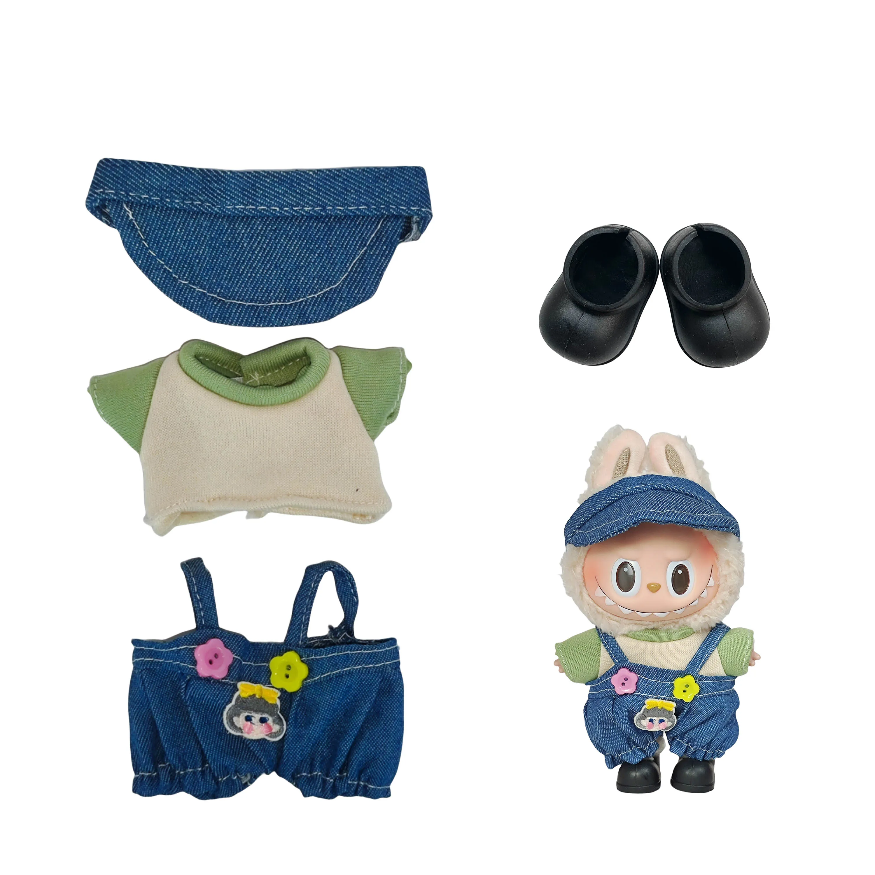 

Mini v1 v2 кукла labubu, аксессуары для одежды для Кореи, kpop exo, 17 см, полосатая рубашка Labiu Idol, свитер, одежда