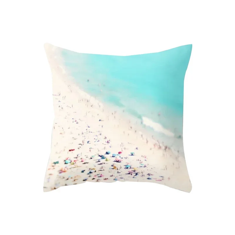 Summer Cool Sea Blue Design Hawaiian Beach Wave Print Pattern Sofa Cushion Cover Pillowcase Home Car Bedding