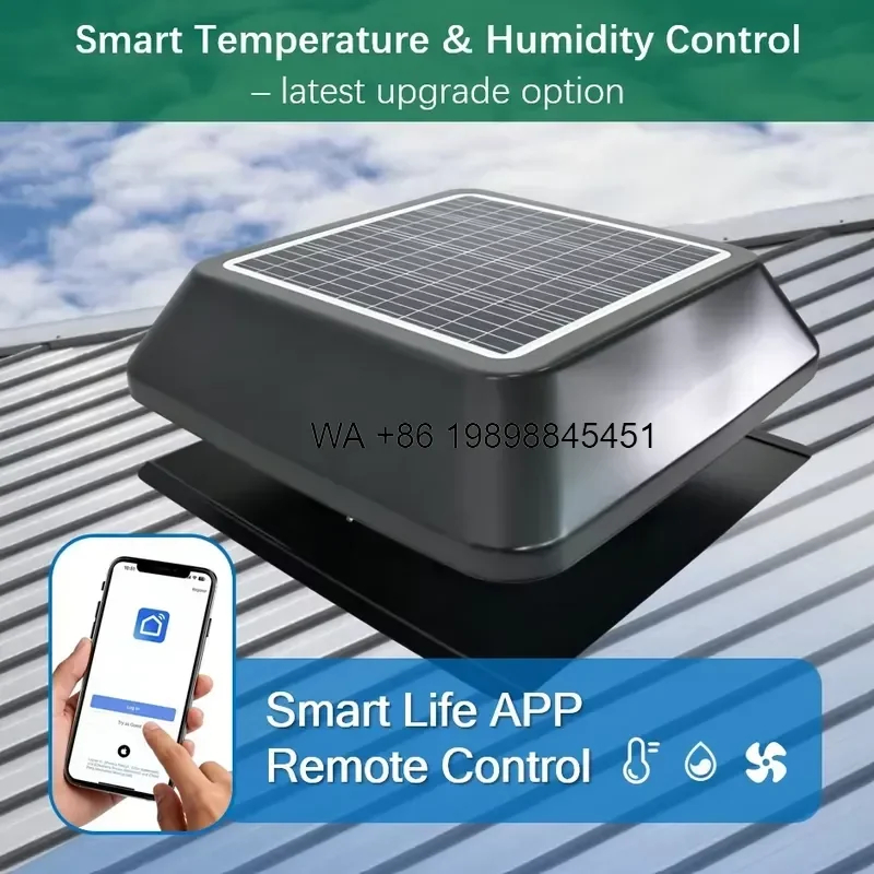 Wmwmnu 25W-60W Solar Attic Vent Fan with Brushless DC Motor 5 Years Warranty Solar Powered Roof Ventilation for Heat