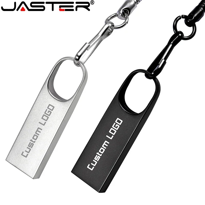 

JASTER Black Metal Memory Stick 128gb Free Custom Logo USB Flash Drive 64GB Free Key Chain Pendrive 32GB Top Level Creative Gift