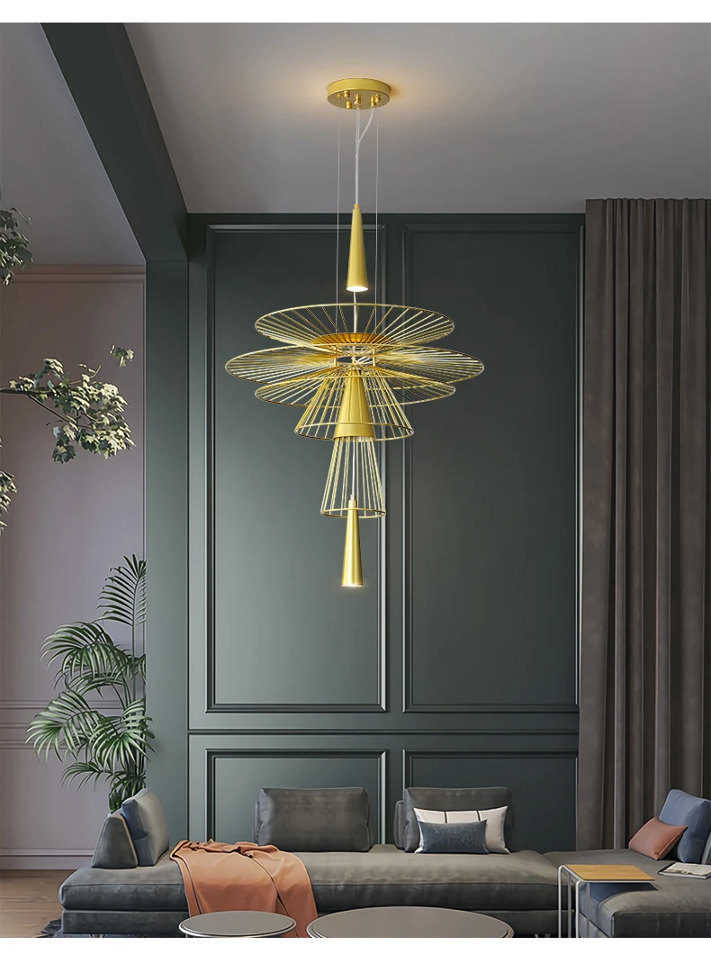 Lampadario scandinavo faretto a LED nordico nero e oro luce per camera da letto Art Decor illuminazione soggiorno sala da pranzo luce