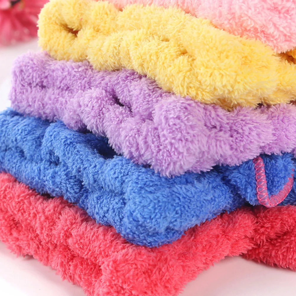 

5Pcs Coral Fleece Hair Drying Caps Thickened Soft Bowknot Design Fast Absorption Quick Hair Wrap Turban