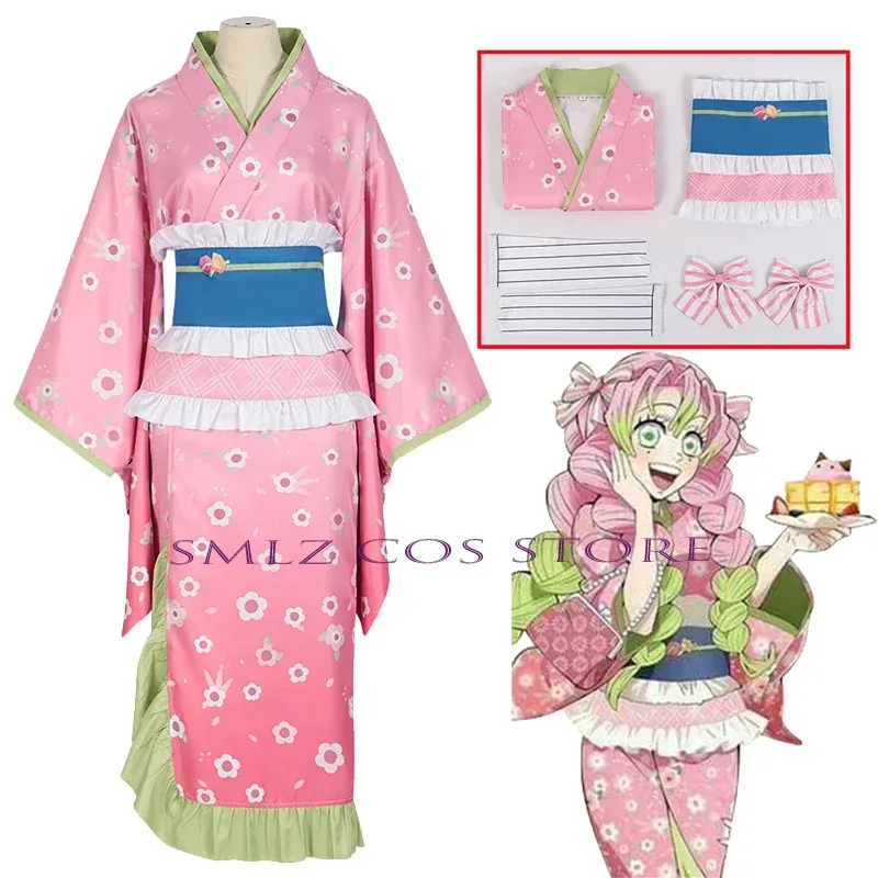 

Kanroji Mitsuri Cosplay Anime Costume Printing Kimono Uniform Set Halloween Party Outfits for Women