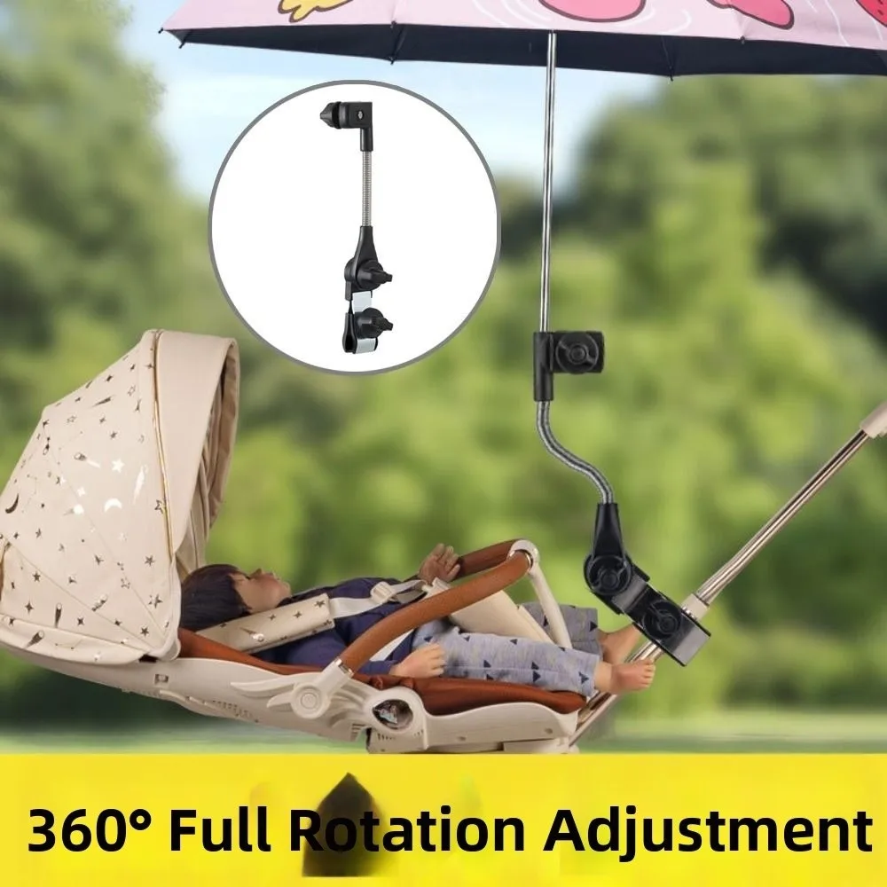 Rainproof Adjustable Umbrella Mount Stand Adjustable Angle Non-slip Clamp Pram Umbrella Bracket Portable Flexible