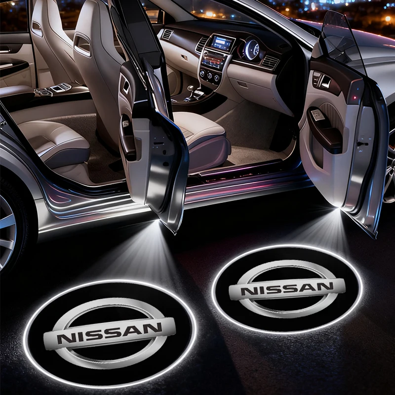 Car door LED decoration wireless welcome light sign projector for Nismo Nissan Juke Tiida Teana GTR 350Z 370Z 240SX Fairlady view 5