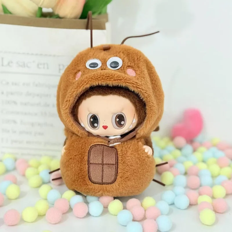 Dinosaur Bee Style For 10cm Labubu pendant Doll Clothes Hoodies Doll Clothes Dolls Accessories Cute Decoration Little Cloths