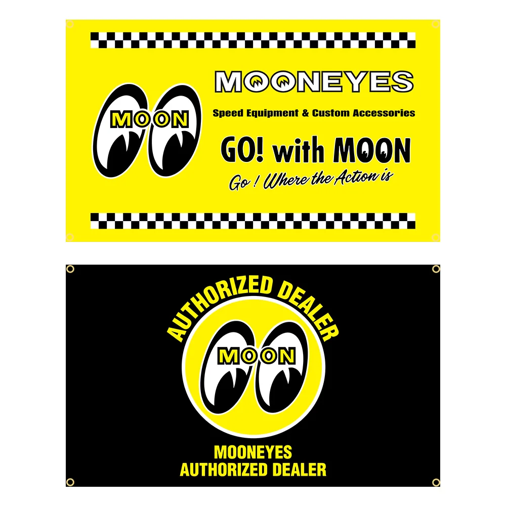 

90x150cm Moon Eyes Hot Rods Flag Polyester Printed Racing Auto Banner Garage or Outdoor For Decoration Tapestry