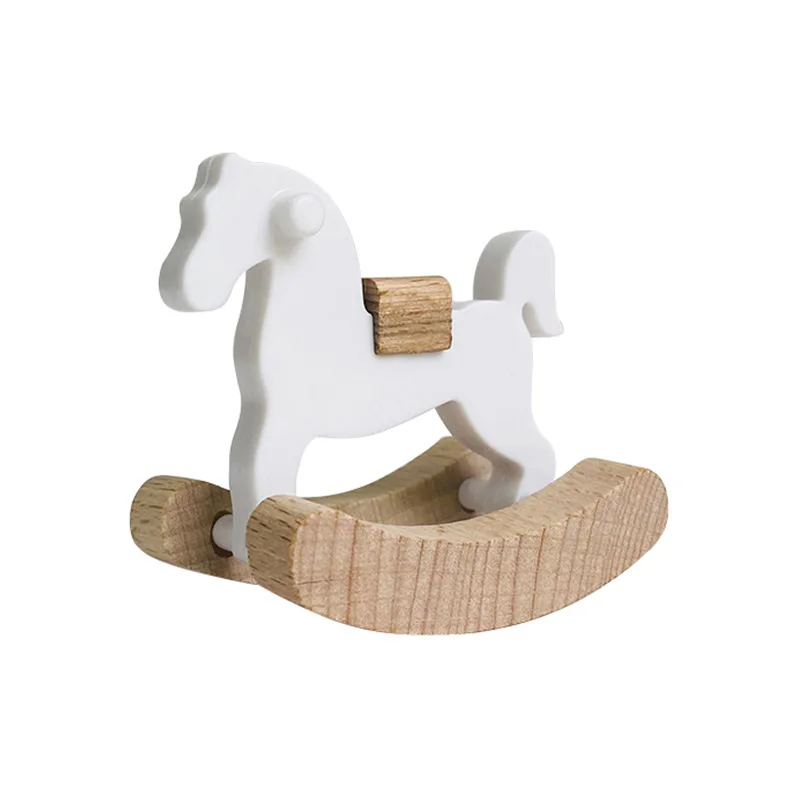 1set 1:12 Dollhouse Mini Baby Crib Cloud Rocking Horse Furniture Desktop Decor Photography Prop Home Accessories Miniature