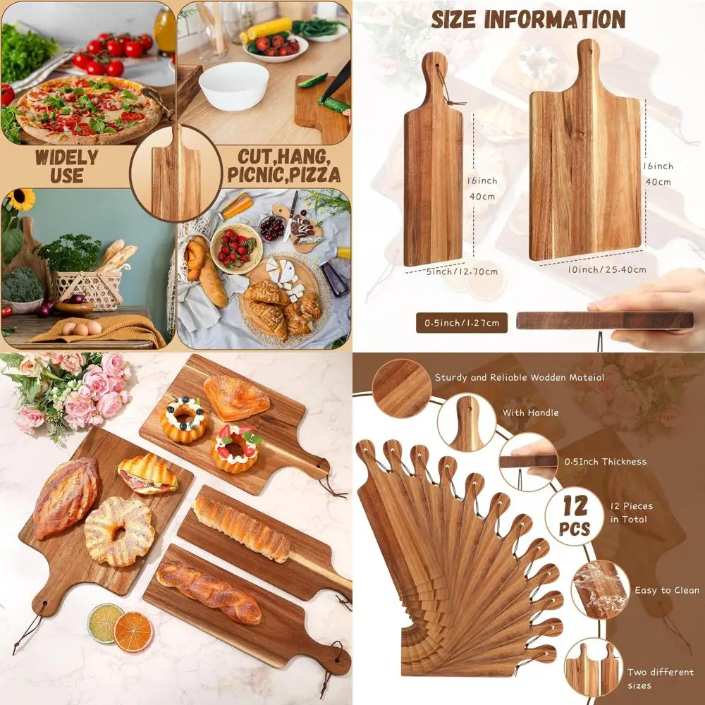 

Acacia Wood Cutting Board Set - 16x10 & 16x5 for Kitchen, Serving, & Gifting