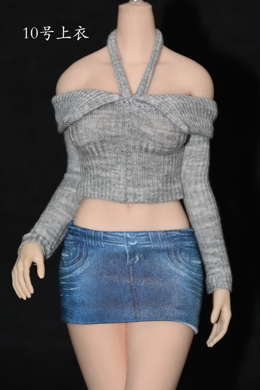 1/6 Scale Female Elastic Off Shoulder Halterneck Long Sleeved Shirt  For 12 Inches tbleague Action Figure Normal / Fat body