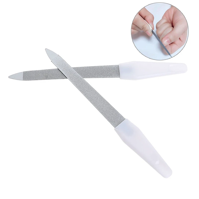 【1Pcs Dual Sided Stainless Steel Metal Nail Art File Buffer Manicure Pedicure Tool】