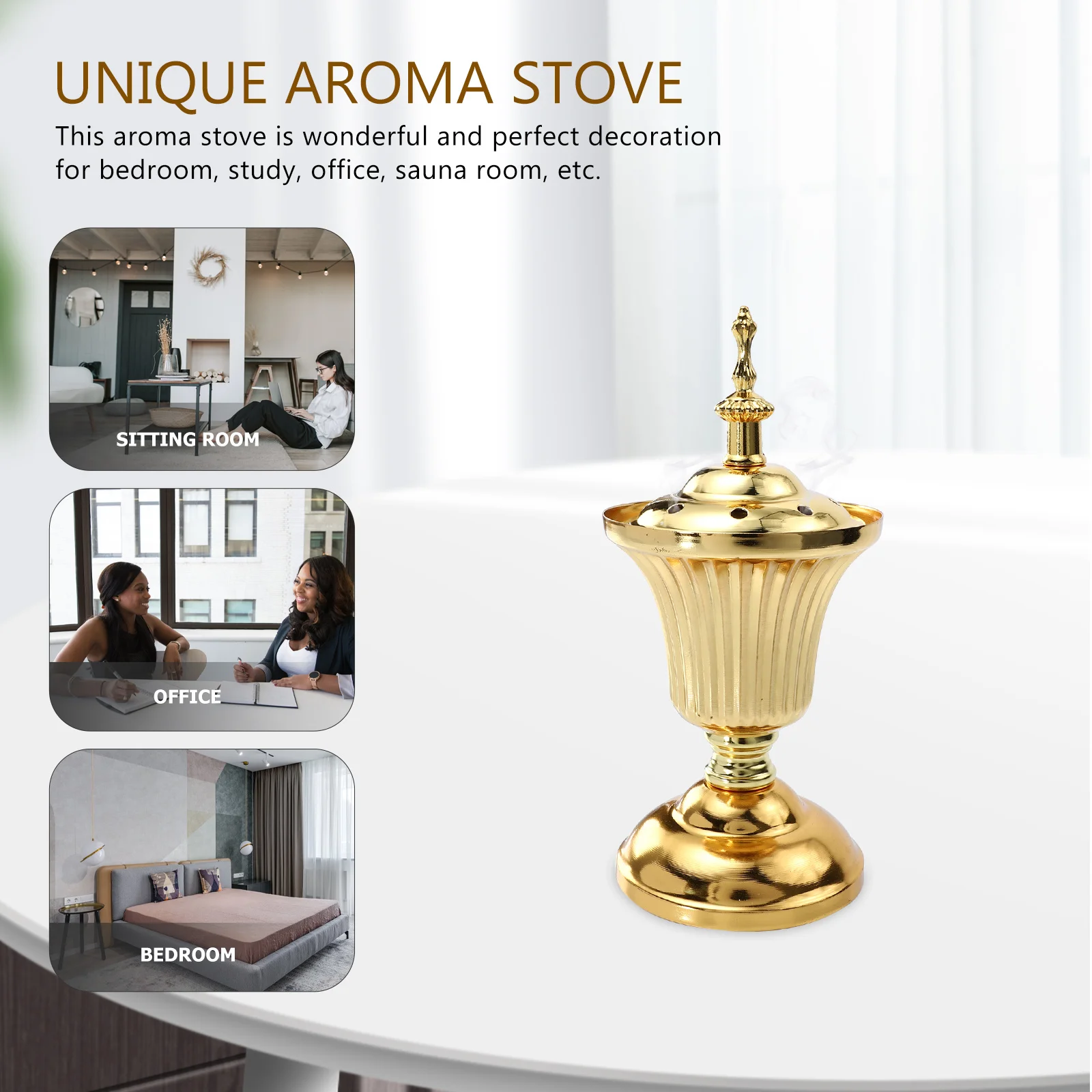 

1Pcs Aroma Burner Premium Metal Craft Incense Burner for Bedroom Living Room Office Decorative Essential Oil Warmer Unique