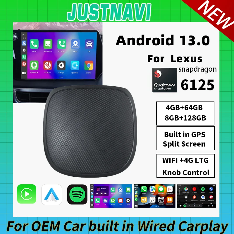 

2024 JUSTNAVI Smart AI Box Android Auto Wireless CarPlay For Lexus ES RX NX UX GX LX IS LS Android 13 GPS Split Screen 4G WIFI