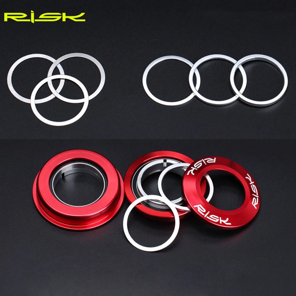 6Pcs 0.3/1/2/3 mm Aluminium Alloy Washer Spacer Bicycle Headset Washer Aluminium Alloy Bike Fork Adjusting Washer Dust Cover