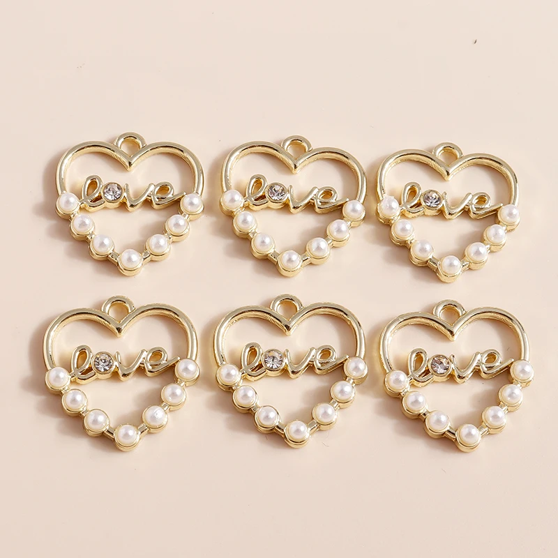 Mix 8 Stück Goldfarbe Herz Mond Sterne Bär Kristall Perlen Charms für DIY Schmuckherstellung Zubehör Anhänger Halskette Ohrringe – Detail 16