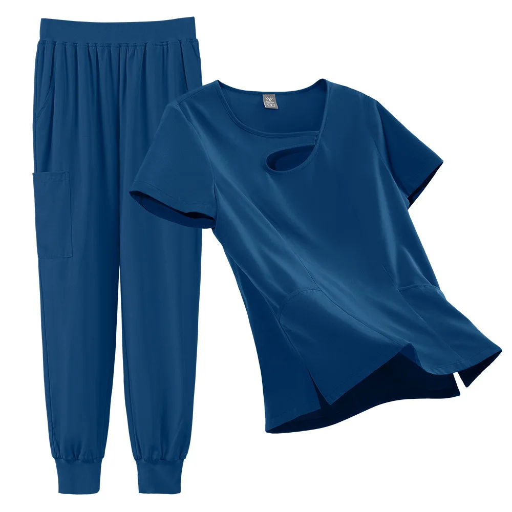 Waschen von Kleidung, Doctor SPA, Haustier, Krankenhaus, einfarbig, bequem, atmungsaktiv, Krankenschwesteruniform, bestickt, zweiteiliges Set