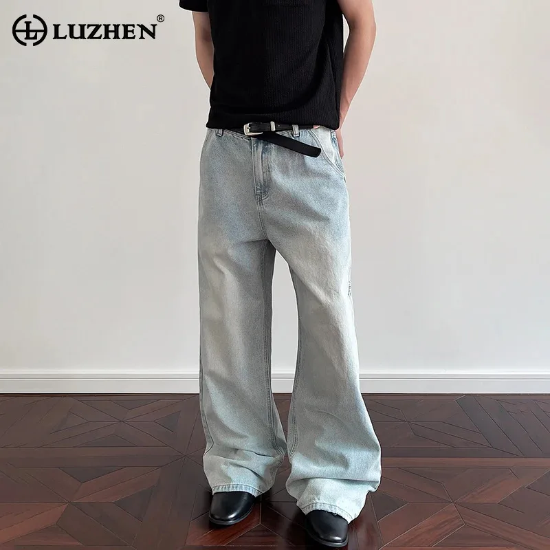 

LUZHEN Original Gradient Washed Loose Straight Denim Pants Men's 2025 New Elegant High Quality Handsome Casual Male Jeans JY1805