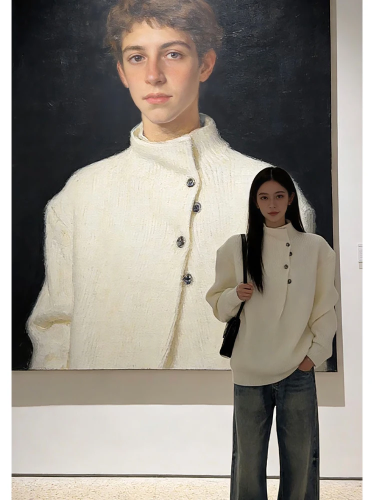 

Утепленный мужской вязаный свитер с высоким воротником, зимний теплый базовый слой, американский стиль