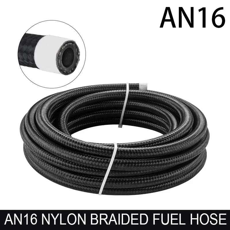 10FT 20FT AN16 16AN Oil Fuel Hose Fuel Pipe Line Universal Nylon Stainless Steel Braided Oil Hose Cooling Pipe Cooler Hose Line