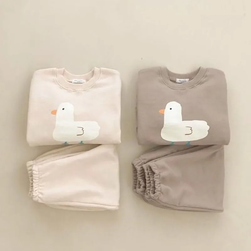 MILANCEL Spring Baby Clothes Sets Infant Boy Duck Print Sweatshirt Pants Korean Style Baby Indoor Clothes